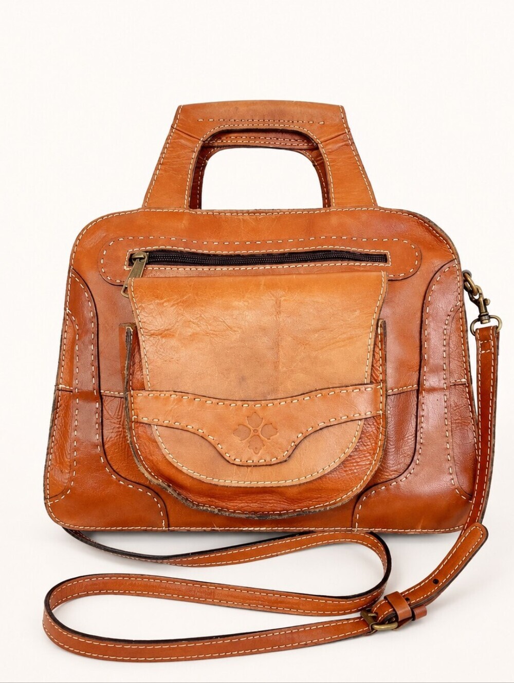 Patricia Nash Italian Leather Convertible Tote Messenger Bag Crossbody Purse
